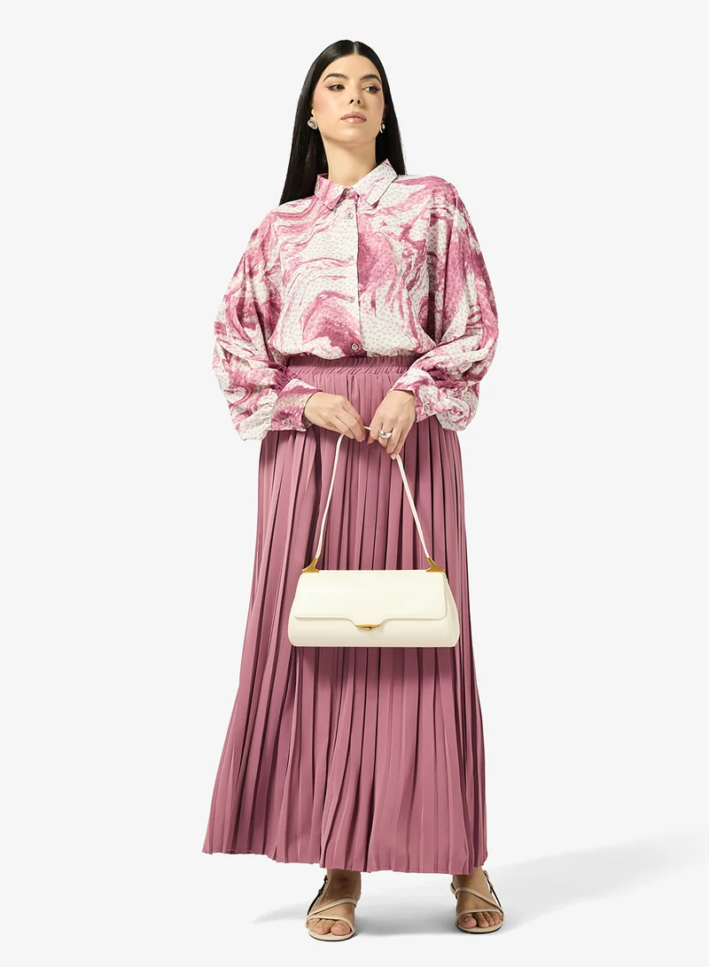 Khizana  Printed Top & Pleated Skirt Set for Women | Best Price UAE